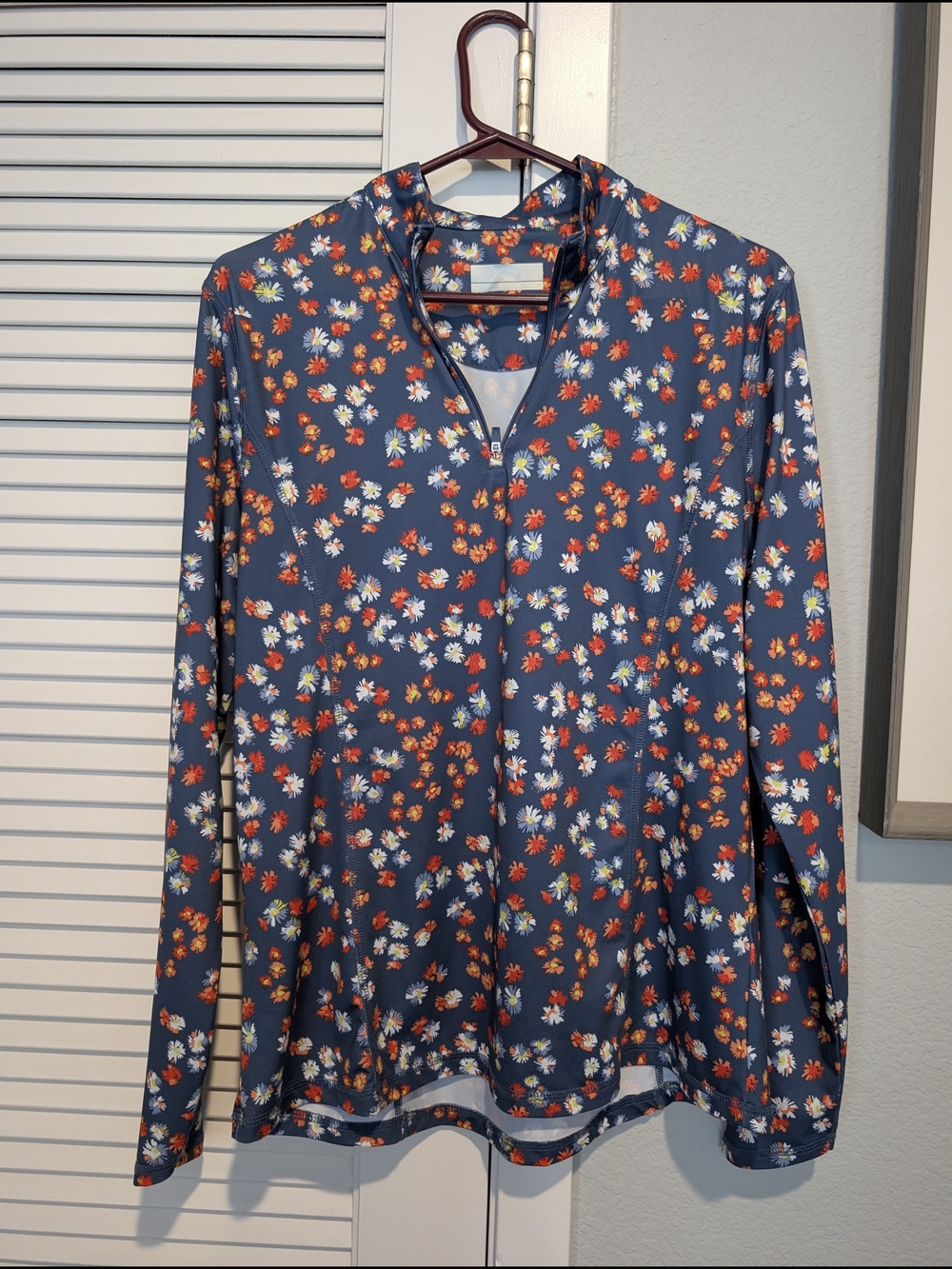 Callaway Navy Floral Golf Shirt with Orange and White Blooms
